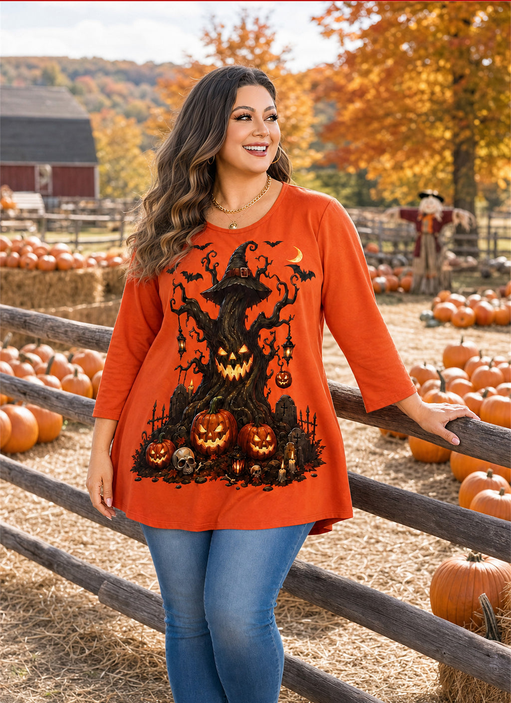 Women's Plus Size Swing Tunic Top | 3/4 Sleeve Flowy Blouse