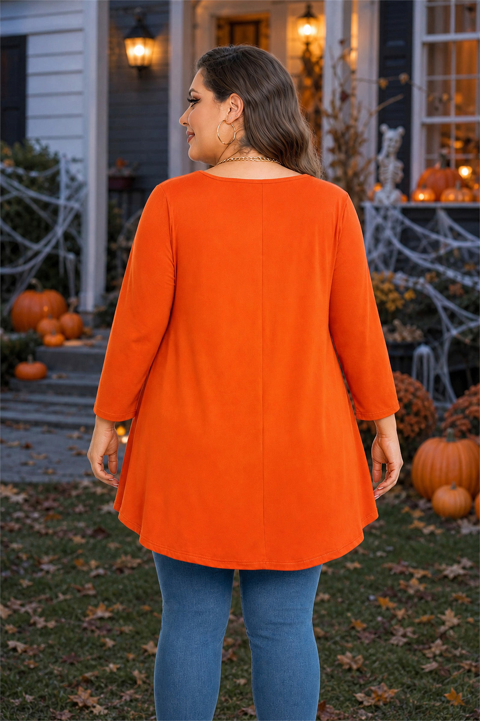 Women's Plus Size Swing Tunic Top | 3/4 Sleeve Flowy Blouse