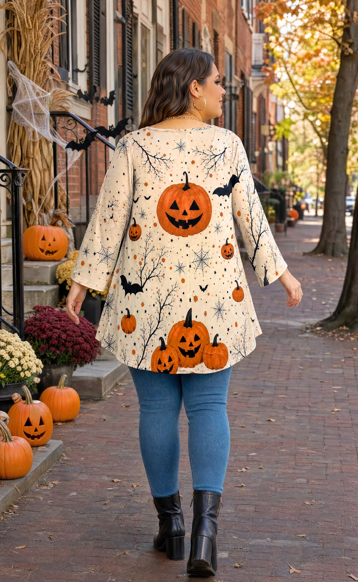 Plus Size Tops Womens Swing Tunic 3/4 Sleeve Flowy Long Blouses