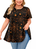 Womens Plus Size Tops Short Sleeve Swing Flare Flowy Tunic Loose Fit Summer Casual Blouses to Wear with Leggings