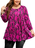 Womens Tunic 3/4 Sleeve Plus Size Tops Crew Neck Swing Flowy Loose Fit T-Shirt Blouses to Wear with Leggings