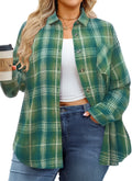 Womens Plus Size Flannel Shirts Long Sleeve Button Down Plaid Shirt Roll Up Oversize Checkered Blouse Top Fall