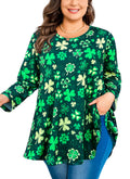 Womens Tunic Tops 3/4 Sleeve Plus Size Crew Neck Swing Flare Loose Fit T-Shirt Blouses to Wear with Leggings