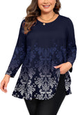 Womens Tunic Tops 3/4 Sleeve Plus Size Crew Neck Swing Flare Loose Fit T-Shirt Blouses to Wear with Leggings