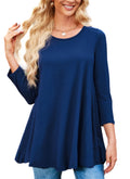 Tunic Tops for Women Plus Size 3/4 Sleeve Crew Neck Swing Flare Loose T-Shirt Blouses to Wear with Leggings
