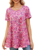 Tunic Tops for Women Plus Size Short Sleeve Crew Neck Swing Flare Loose T-Shirt Blouses to Wear with Leggings