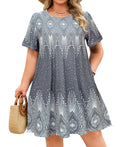 Women's Casual T-Shirt Dress Plus Size Summer Short Sleeve Crewneck Swing Dresses Beach Vacation