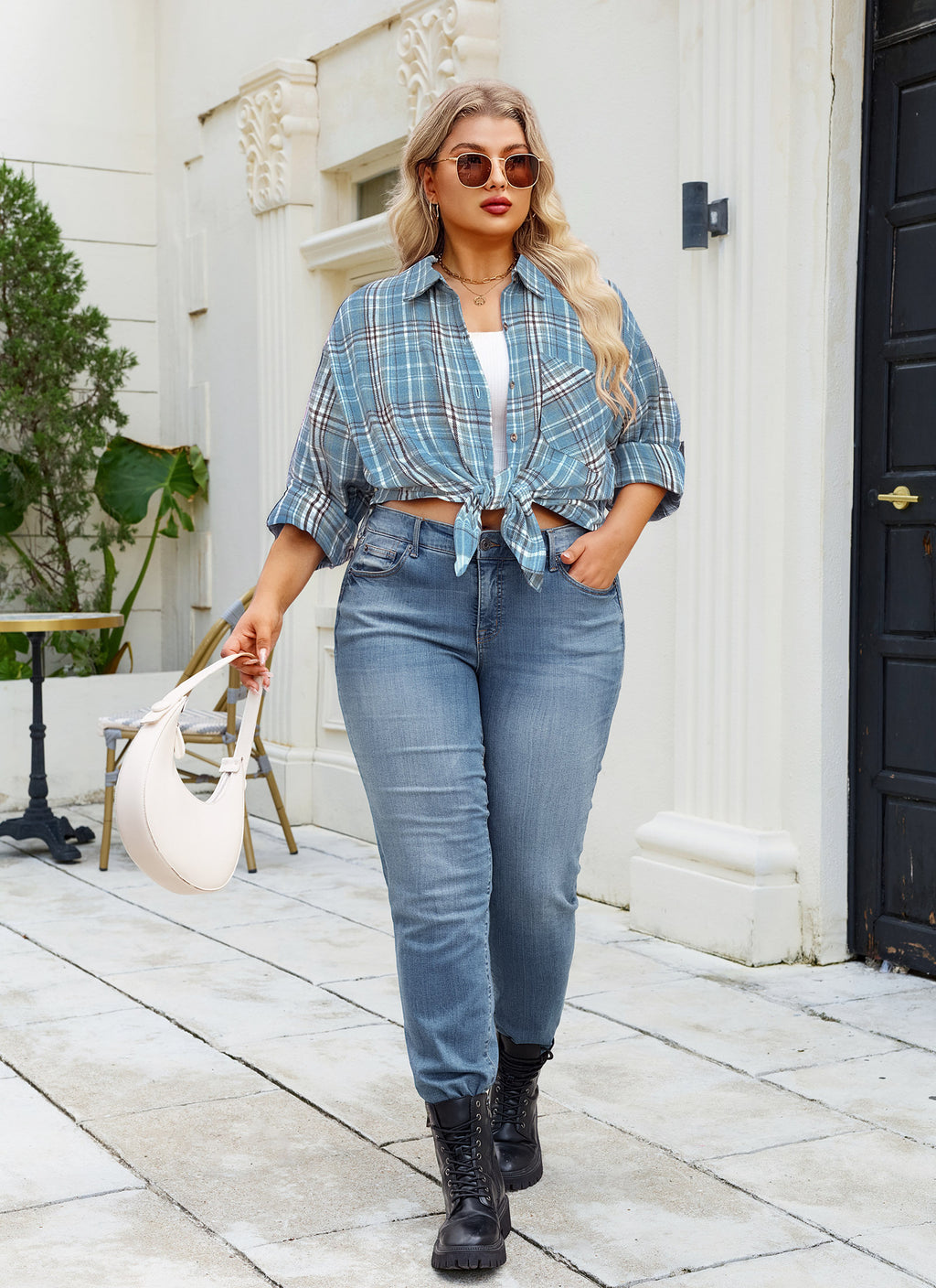 Womens Plus Size Flannel Shirts Long Sleeve Button Down Plaid Shirt Roll Up Oversize Checkered Blouse Top Fall