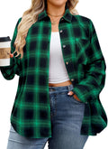 Womens Plus Size Flannel Shirts Long Sleeve Button Down Plaid Shirt Roll Up Oversize Checkered Blouse Top Fall