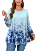 Tunic Tops for Women Plus Size 3/4 Sleeve Crew Neck Swing Flare Loose T-Shirt Blouses to Wear with Leggings