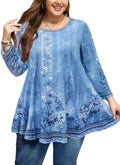 Women's Plus Size Swing Tunic Top | 3/4 Sleeve Flowy Blouse