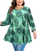 Tunic Tops for Women Plus Size 3/4 Sleeve Crew Neck Swing Flare Loose T-Shirt Blouses to Wear with Leggings