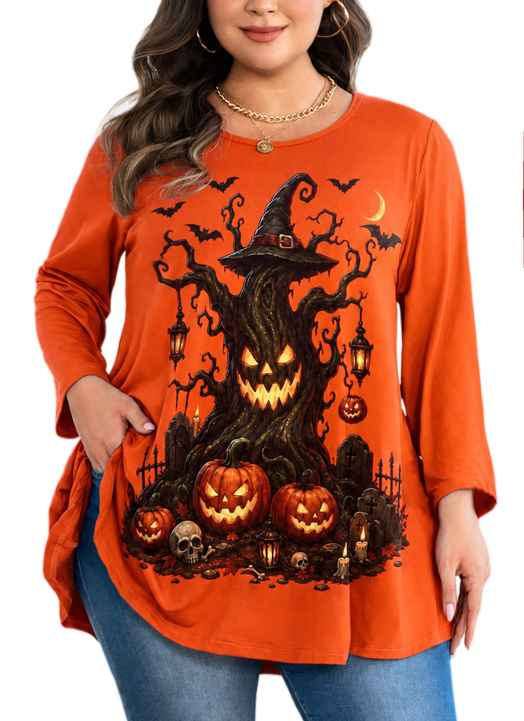 Women's Plus Size Swing Tunic Top | 3/4 Sleeve Flowy Blouse