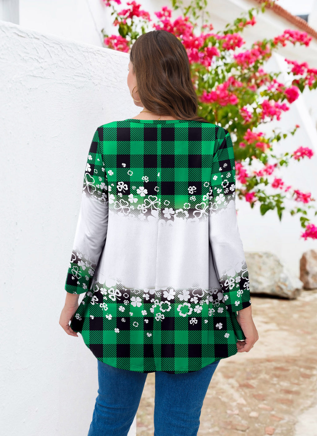 Women's Plus Size Swing Tunic Top | 3/4 Sleeve Flowy Blouse