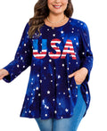 Womens Tunic Tops Plus Size 3/4 Sleeve Swing Flowy Blouses