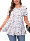 Tunic Tops for Women Plus Size Short Sleeve Crew Neck Swing Flare Loose T-Shirt Blouses to Wear with Leggings
