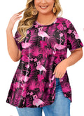 Hot Pink Flamingo Tunic Top for Women – Flowy Swing Blouse, Plus Size