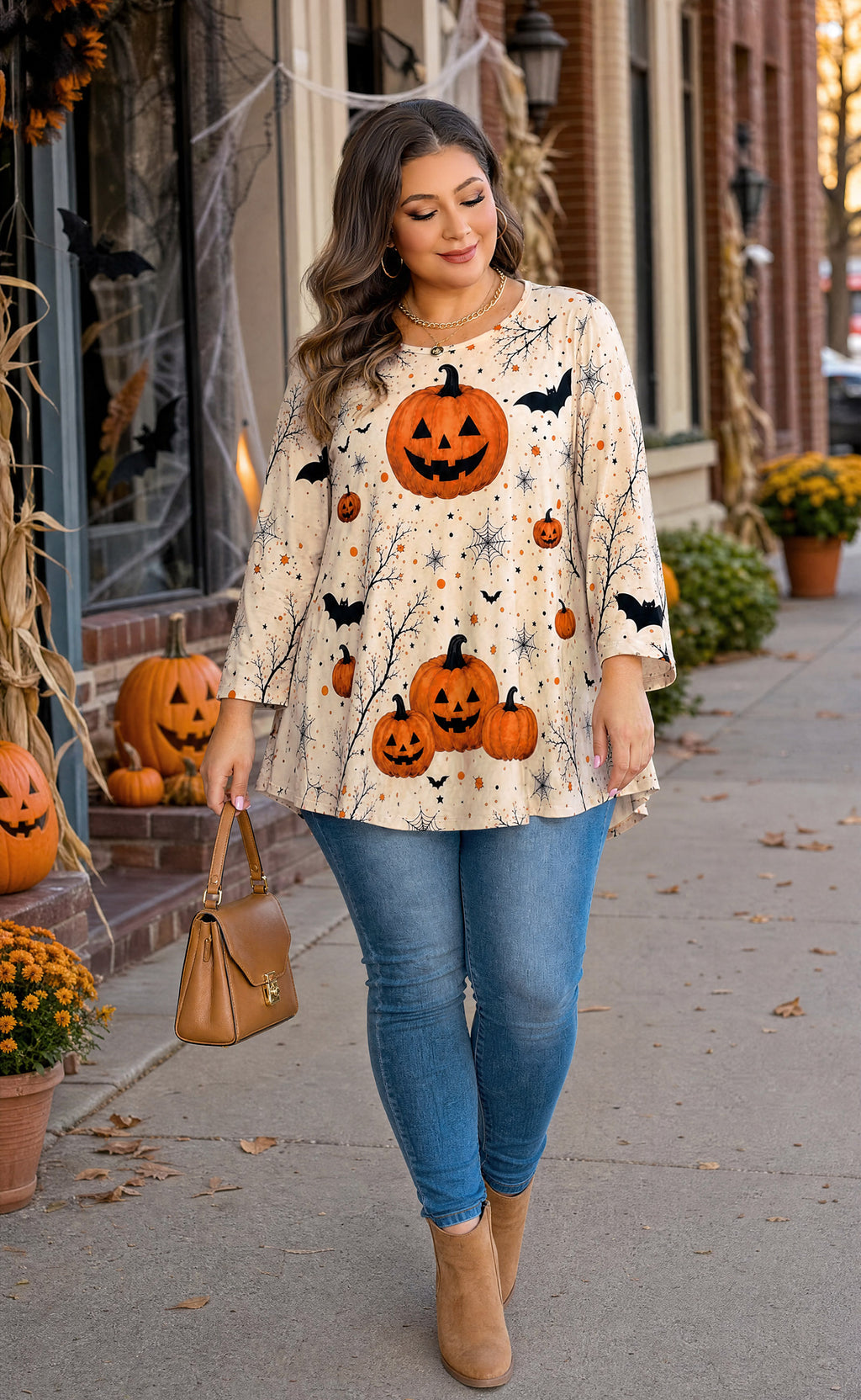 Plus Size Tops Womens Swing Tunic 3/4 Sleeve Flowy Long Blouses