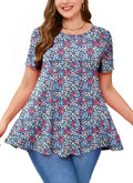 Tunic Tops for Women Plus Size Short Sleeve Crew Neck Swing Flare Loose T-Shirt Blouses to Wear with Leggings