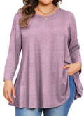 Womens Tunic 3/4 Sleeve Plus Size Tops Crew Neck Swing Flowy Loose Fit T-Shirt Blouses to Wear with Leggings