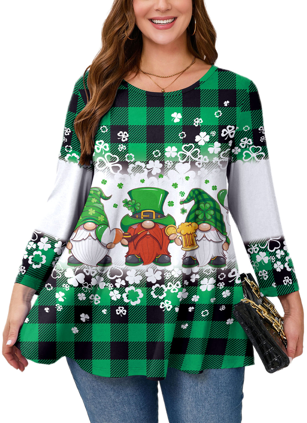 Women's Plus Size Swing Tunic Top | 3/4 Sleeve Flowy Blouse