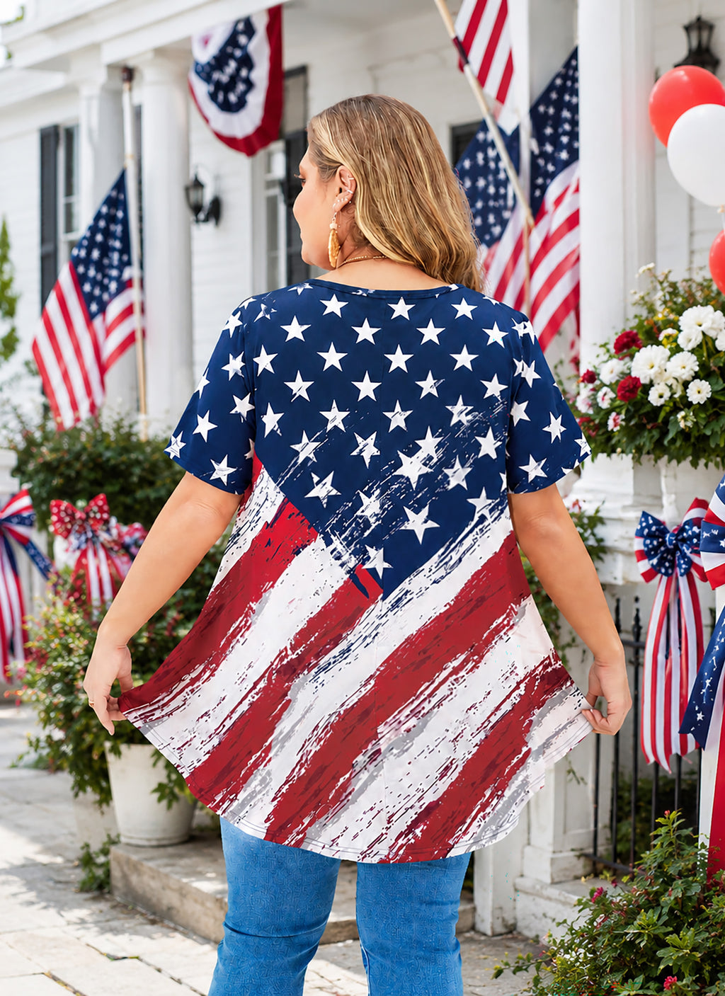 Tunic Tops for Women Plus Size Short Sleeve Crew Neck Swing Flare Loose T-Shirt Blouses to Wear with Leggings