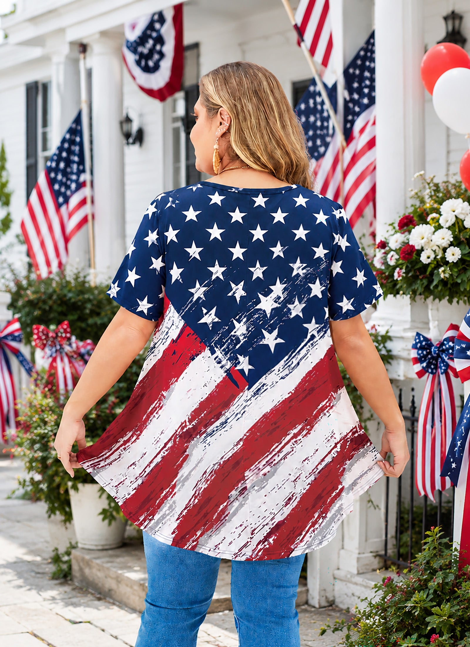 Tunic Tops for Women Plus Size Short Sleeve Crew Neck Swing Flare Loose T-Shirt Blouses to Wear with Leggings