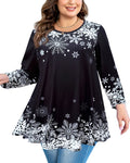 Tunic Tops for Women Plus Size 3/4 Sleeve Crew Neck Swing Flare Loose T-Shirt Blouses to Wear with Leggings