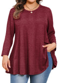 Plus Size Tops Womens Swing Tunic 3/4 Sleeve Flowy Long Blouses