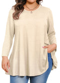 Womens Tunic 3/4 Sleeve Plus Size Tops Crew Neck Swing Flowy Loose Fit T-Shirt Blouses to Wear with Leggings