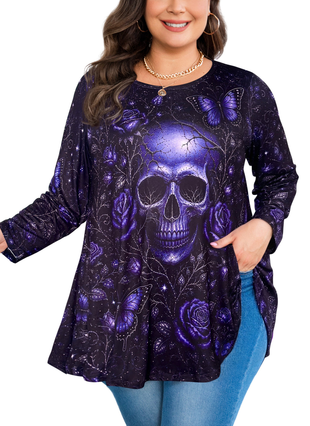 Women's Plus Size Tunic Top | 3/4 Sleeve Flare Loose Fit
