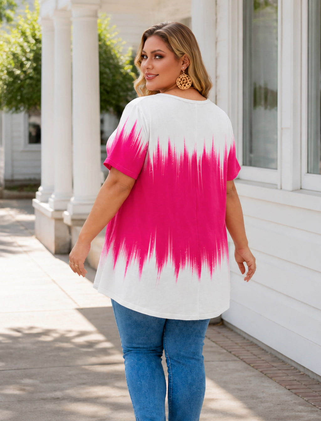 Women's Plus Size Short Sleeve Swing Tunic Top | Flowy Blouse