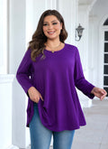 Womens Tunic Tops 3/4 Sleeve Plus Size Crew Neck Swing Flare Loose Fit T-Shirt Blouses to Wear with Leggings