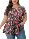 Womens Plus Size Tops Short Sleeve Swing Flare Flowy Tunic Loose Fit Summer Casual Blouses to Wear with Leggings