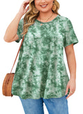 Womens Plus Size Tops Short Sleeve Swing Flare Flowy Tunic Loose Fit Summer Casual Blouses to Wear with Leggings