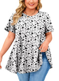 Tunic Tops for Women Plus Size Short Sleeve Crew Neck Swing Flare Loose T-Shirt Blouses to Wear with Leggings