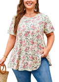 Womens Plus Size Tops Short Sleeve Swing Flare Flowy Tunic Loose Fit Summer Casual Blouses to Wear with Leggings
