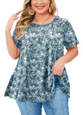 Womens Plus Size Tops Short Sleeve Swing Flare Flowy Tunic Loose Fit Summer Casual Blouses to Wear with Leggings