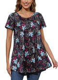 Tunic Tops for Women Plus Size Short Sleeve Crew Neck Swing Flare Loose T-Shirt Blouses to Wear with Leggings