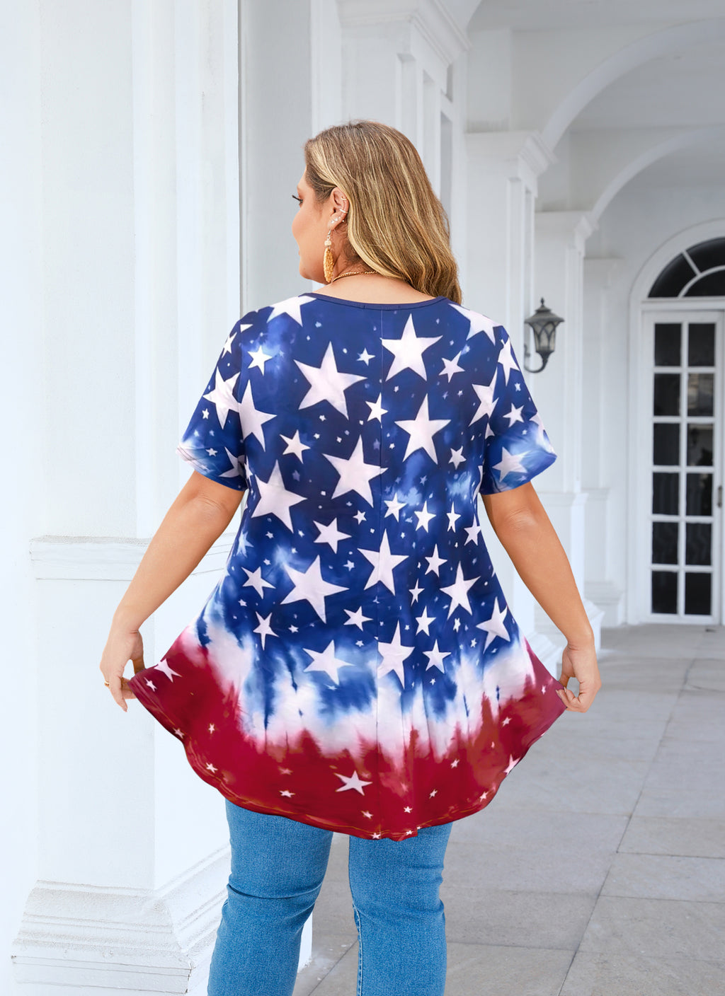Tunic Tops for Women Plus Size Short Sleeve Crew Neck Swing Flare Loose T-Shirt Blouses to Wear with Leggings