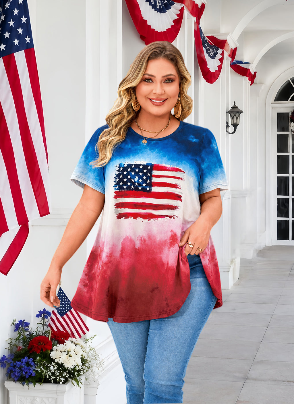 Womens Plus Size Tops Short Sleeve Swing Flare Flowy Tunic Loose Fit Summer Casual Blouses to Wear with Leggings