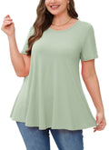 Tunic Tops for Women Plus Size Short Sleeve Crew Neck Swing Flare Loose T-Shirt Blouses to Wear with Leggings
