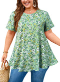 Womens Plus Size Tops Short Sleeve Swing Flare Flowy Tunic Loose Fit Summer Casual Blouses to Wear with Leggings