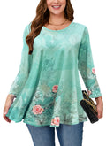 Womens Tunic Tops 3/4 Sleeve Plus Size Crew Neck Swing Flare Loose Fit T-Shirt Blouses to Wear with Leggings