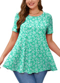 Tunic Tops for Women Plus Size Short Sleeve Crew Neck Swing Flare Loose T-Shirt Blouses to Wear with Leggings