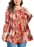 Tunic Tops for Women Plus Size 3/4 Sleeve Crew Neck Swing Flare Loose T-Shirt Blouses to Wear with Leggings