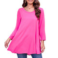 Tunic Tops for Women Plus Size 3/4 Sleeve Crew Neck Swing Flare Loose T-Shirt Blouses to Wear with Leggings