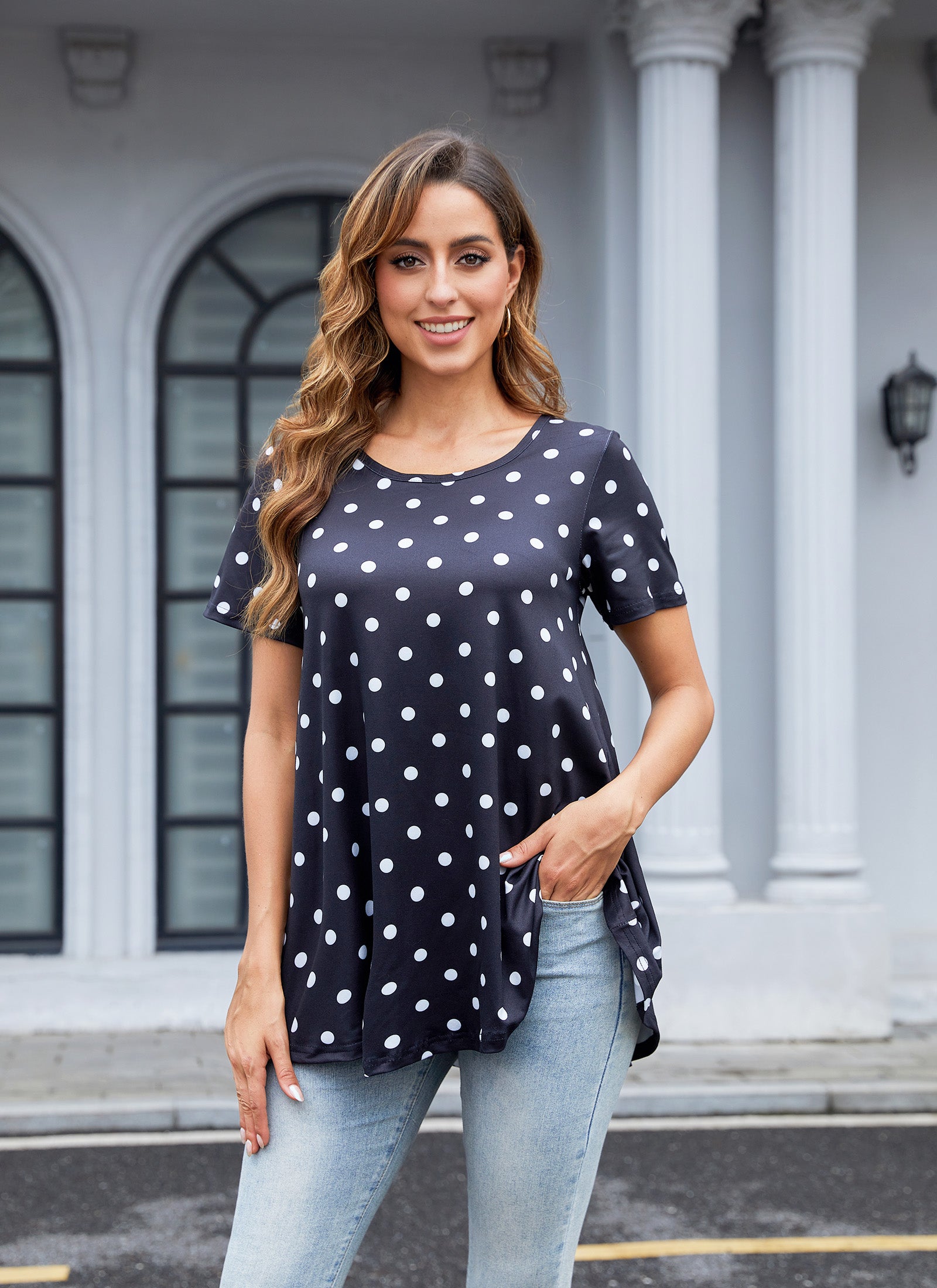 Tunic Tops for Women Plus Size Short Sleeve Crew Neck