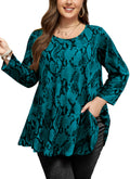 Tunic Tops for Women Plus Size 3/4 Sleeve Crew Neck Swing Flare Loose T-Shirt Blouses to Wear with Leggings