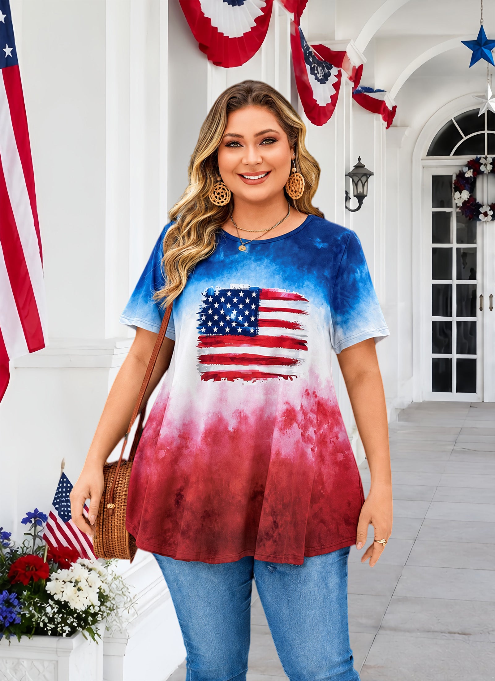 Womens Plus Size Tops Short Sleeve Swing Flare Flowy Tunic Loose Fit Summer Casual Blouses to Wear with Leggings